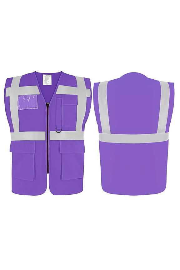 Reflective Safety Vest High Visibility Class II Vest for Women & Men Meets ANSI/ISEA Standards-Purple-M