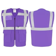 TOPTIE Reflective Safety Vest High Visibility Class II Vest for Women & Men Meets ANSI/ISEA Standards-Purple-XL