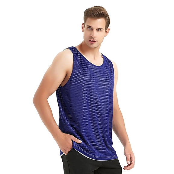 TOPTIE Reversible Basketball Jerseys Men's Tank Top Mesh Tank Lacrosse Jersey for Adult Youth-Purple/White-S