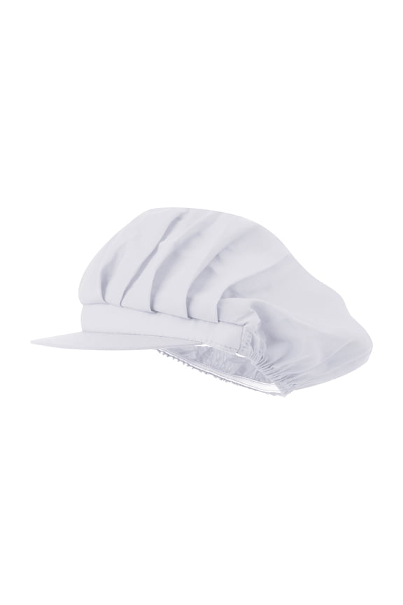 Short Brim Chef Hat for Women - Adjustable, Breathable Hair Net for Kitchen Cooking, Food Service, Working-White
