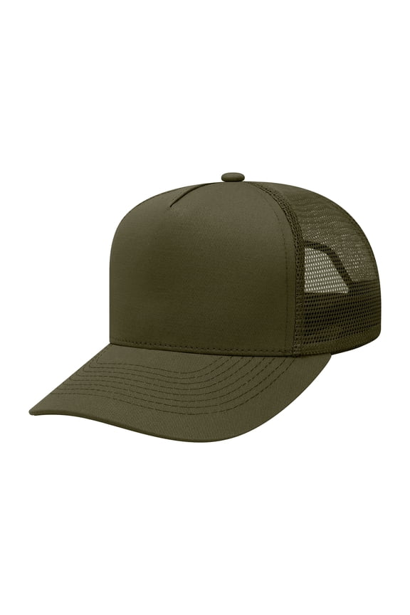Snapback Baseball Cap Mid Profile Mesh Back Cotton Twill-Armygreen