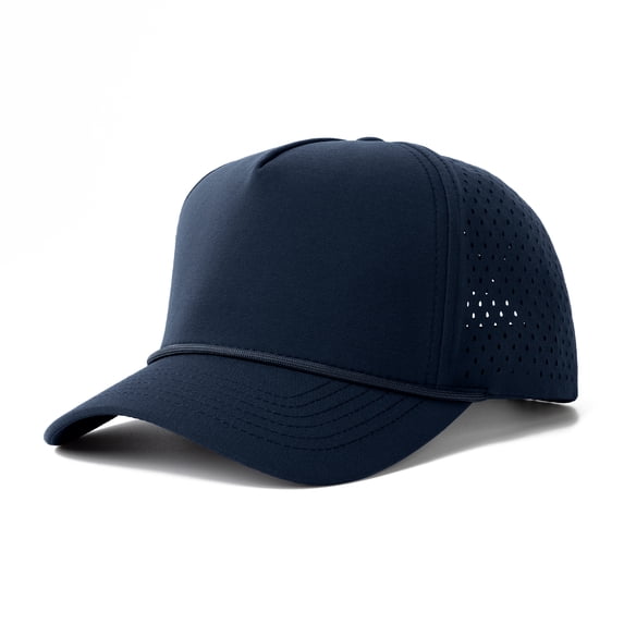 TOPTIE Snapback Baseball Cap with Rope, Adjustable Vented Performance Hat, Laser Cut Mesh Cap for Men Women - Navy Blue