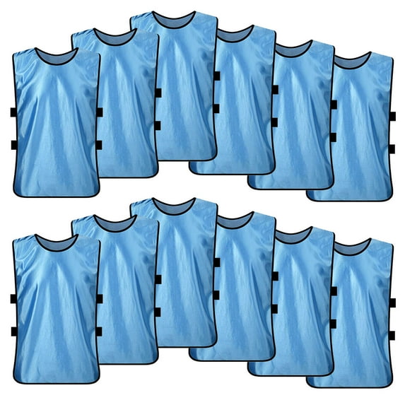 TOPTIE Soccer Pinnies Scrimmage Vests (12 Pack) Sports Jersey for Youth Adult-LightBlue-CHILD