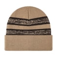 thumbnail image 1 of TOPTIE Striped Beanie Hat for Men & Women Classic Warm Knit Cuffed Plain Toboggan Ski Skull Cap-Khaki, 1 of 8