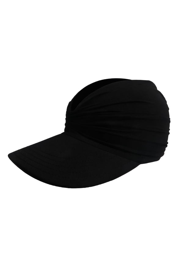 Sun Visor Hat Wide Brim Foldable Elastic Hat Quick-Dry-Black