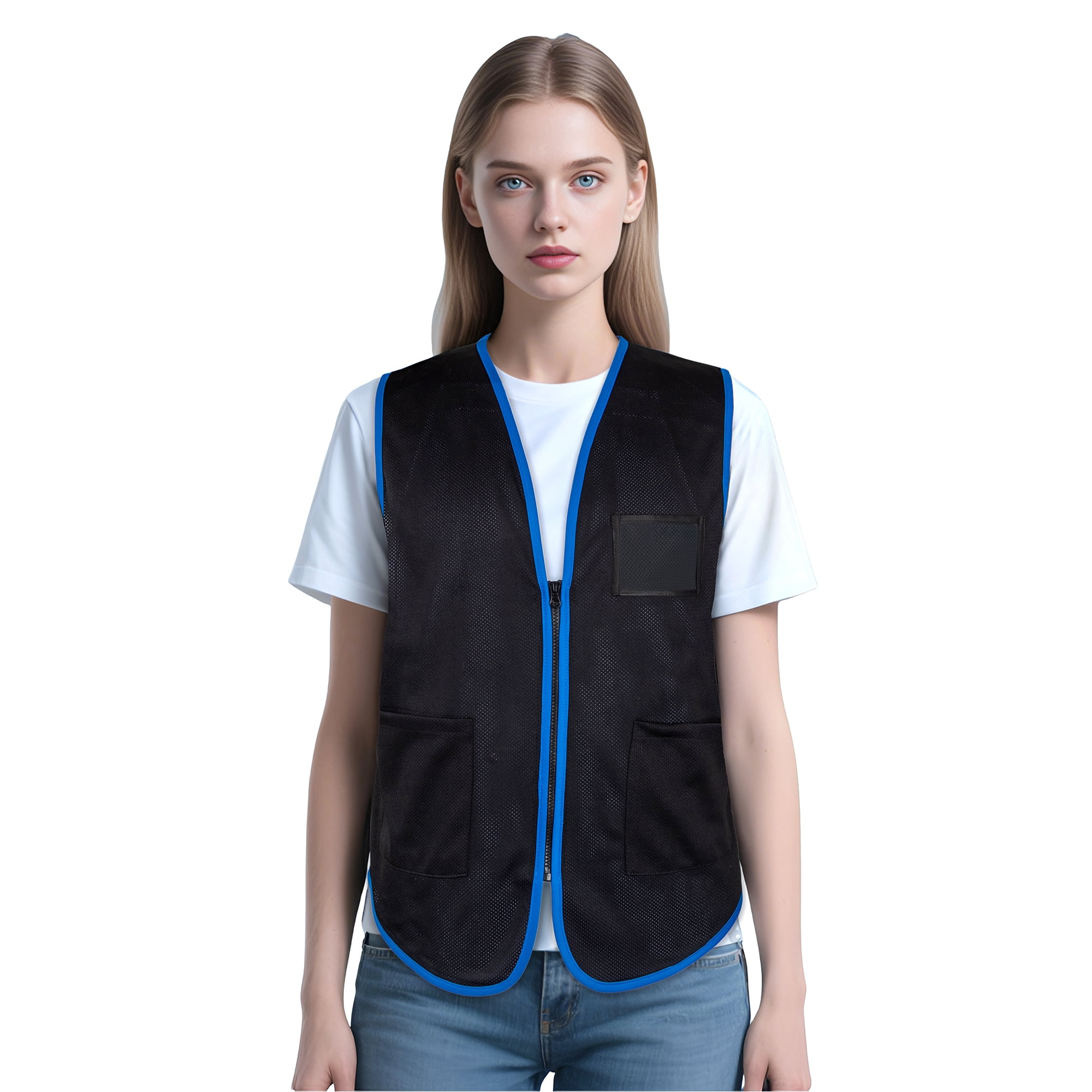 TOPTIE Supermarket Employee Volunteers Uniform Vest Unisex Zipper
