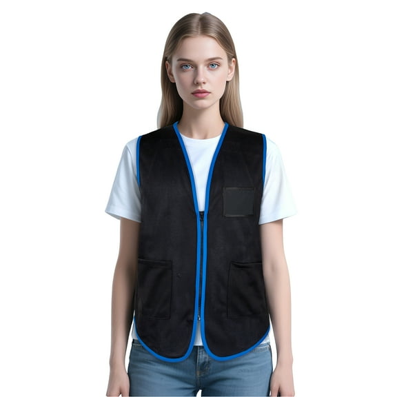 TOPTIE Supermarket Employee Volunteers Uniform Vest Unisex Zipper Front Breathable Mesh Waistcoat