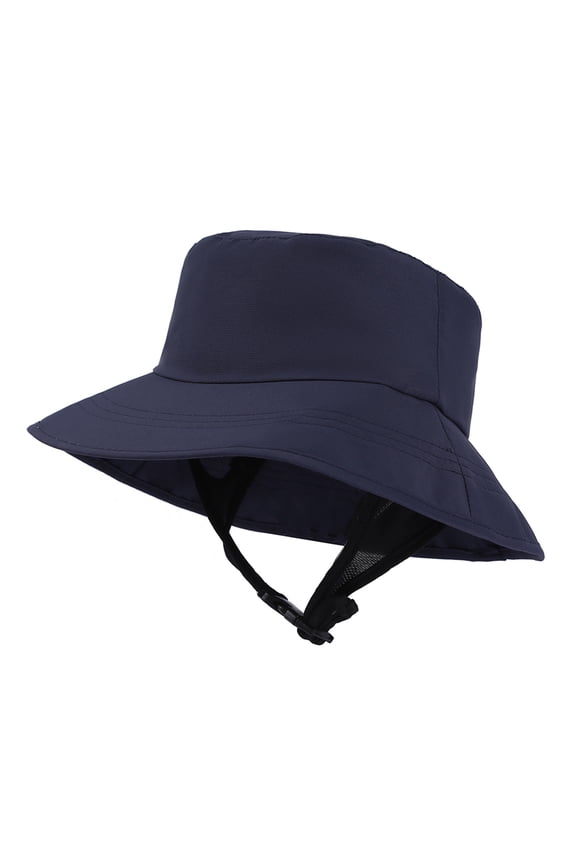 Surf Bucket Hat Waterproof Sun Cap with Adjustable Widened Chin Strap for Water Sports-NavyBlue