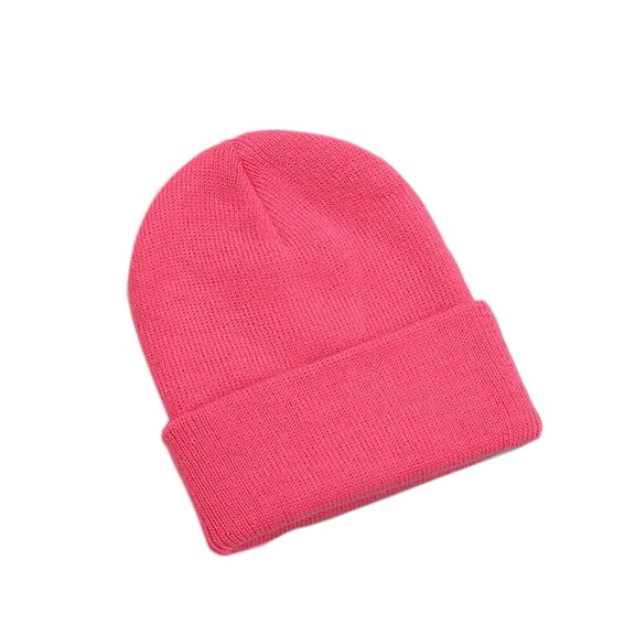 TOPTIE Toddler Baby Girls Boys Cuffed Knit Beanie Hat Uniesx Winter Knitted Skull Hats for Kids-Hot Pink