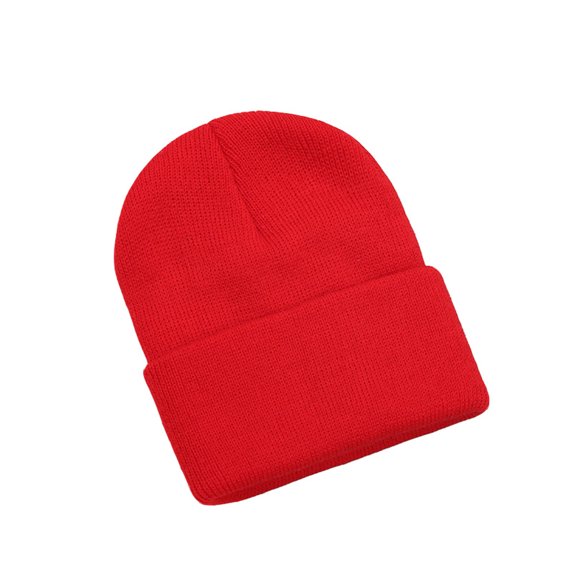 TOPTIE Toddler Baby Girls Boys Cuffed Knit Beanie Hat Uniesx Winter Knitted Skull Hats for Kids-Red