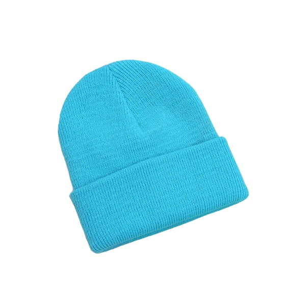 TOPTIE Toddler Baby Girls Boys Cuffed Knit Beanie Hat Uniesx Winter Knitted Skull Hats for Kids-Sky Blue