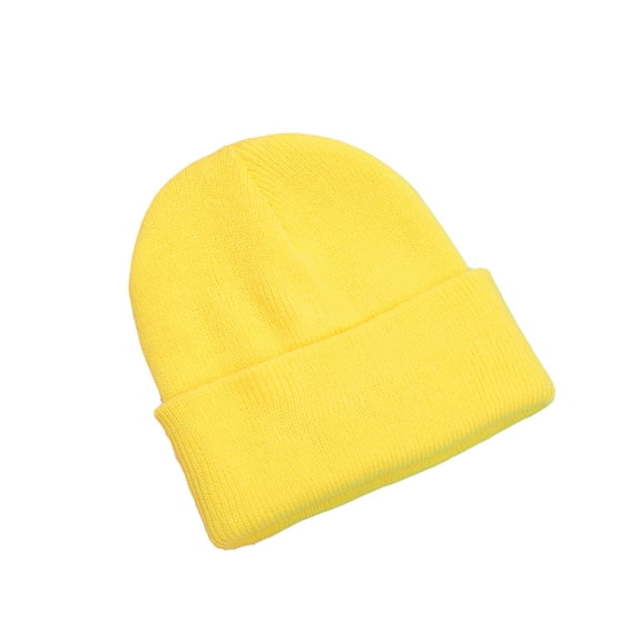 TOPTIE Toddler Baby Girls Boys Cuffed Knit Beanie Hat Uniesx Winter Knitted Skull Hats for Kids-Yellow