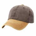 thumbnail image 1 of TOPTIE Two Tone Denim Baseball Cap 6 Panel Washed Cotton Unisex Sun Hat-Yellow-Coffee, 1 of 6
