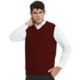 thumbnail image 1 of TOPTIE V-Neck Vest Uniform Men's Knitted Cotton Sweater Vest Sleeveless School Knitwear-Wine Red-L, 1 of 7