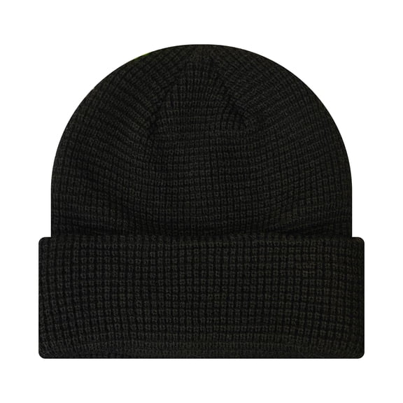TOPTIE Waffle Knit Beanie for Men & Women Soft Stretchy Winter Warm Hat, Ribbed Waffle Knit with Cuff for Cold Weather-Black