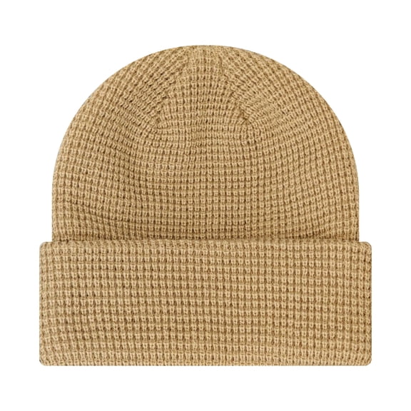 TOPTIE Waffle Knit Beanie for Men & Women Soft Stretchy Winter Warm Hat, Ribbed Waffle Knit with Cuff for Cold Weather-Khaki