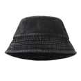 thumbnail image 1 of TOPTIE Washed Denim Bucket Hat Packable Unisex Summer Cap for Beach, Fishing & Travel-Black, 1 of 7