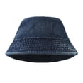 thumbnail image 1 of TOPTIE Washed Denim Bucket Hat Packable Unisex Summer Cap for Beach, Fishing & Travel-DarkBlue, 1 of 7