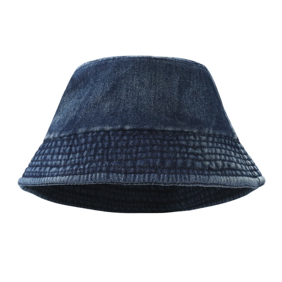 TOPTIE Washed Denim Bucket Hat Packable Unisex Summer Cap for Beach, Fishing & Travel-DarkBlue