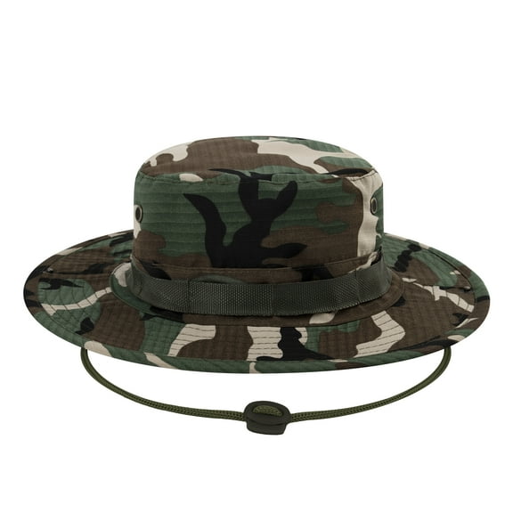 TOPTIE Wide Brim Camo Bucket Boonie Hat Summer Outdoor Beach Safari Sun Cap with Chin Strap