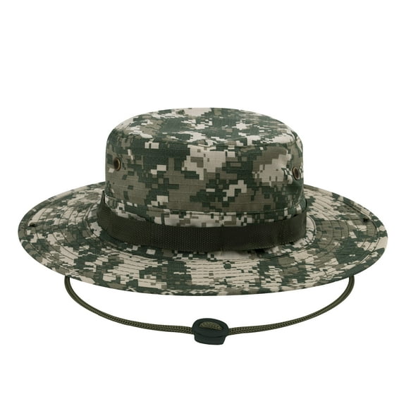 TOPTIE Wide Brim Camo Bucket Boonie Hat Summer Outdoor Beach Safari Sun Hat with Chin Strap