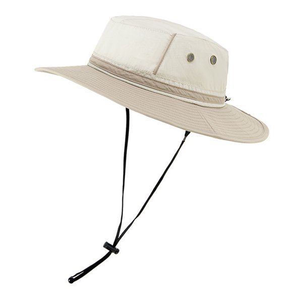 TOPTIE Wide Brim Fishing Hat Color Blocking Bucket Hats for Men & Women, Boonie Hat for Hiking, Beach-Khaki