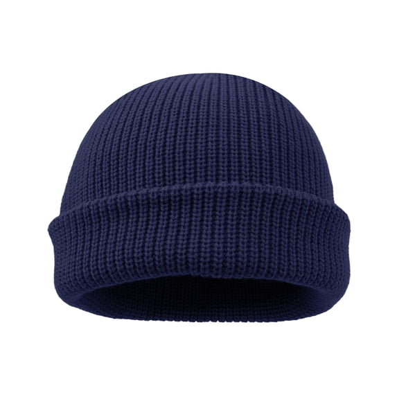 TOPTIE Winter Cuffed Fisherman Beanie Knit Hats Unisex, Warm & Soft Toboggan Cap-NavyBlue