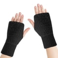thumbnail image 1 of TOPTIE Winter Fingerless Gloves Black for Women, Furry Fur Half Finger Wrist Warmers Mitten for Cold Weather (Pair), 1 of 7