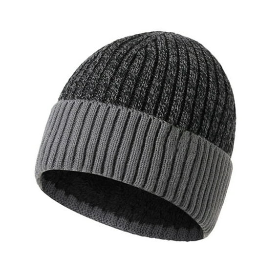 TOPTIE Winter Fleece Lined Beanie Color Block Knit Hat Skull Cap for Men & Women-DarkGrey