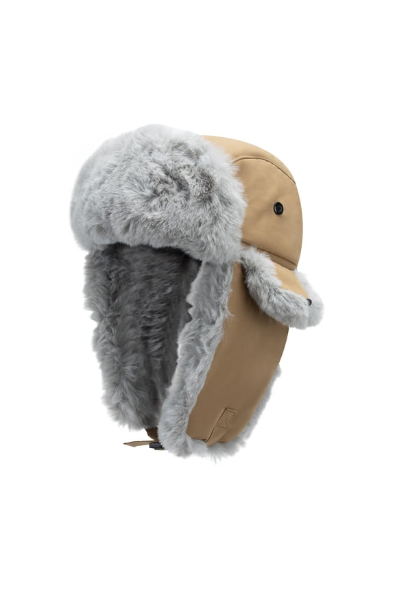 Winter Hats Windproof Faux Fur Trapper Hat with Earflaps Warm Hat for Men Women-Khaki