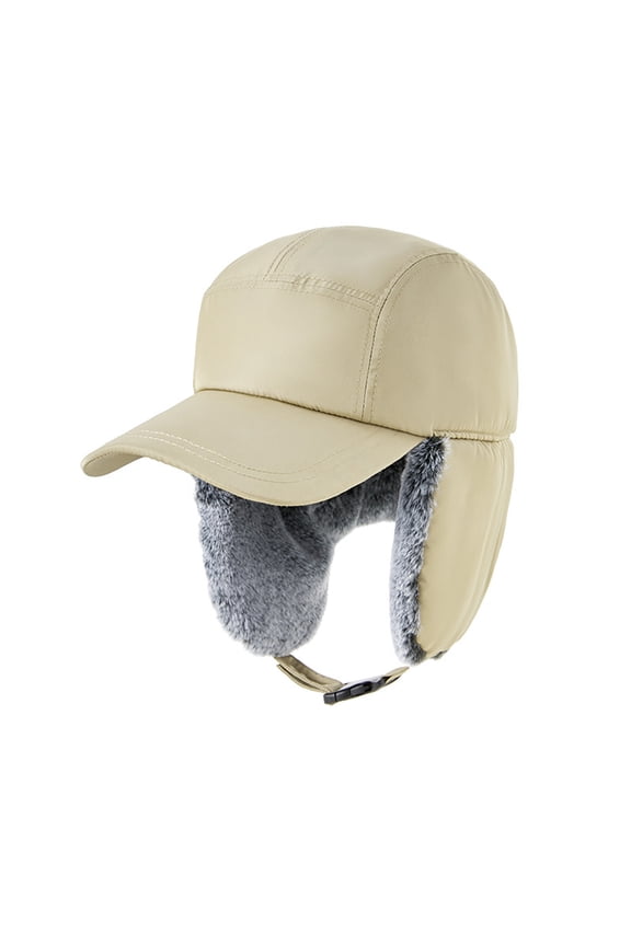 Winter Hats with Earflaps Trapper Hat Warm Hat Windproof Faux Fur Fully Lined-Khaki