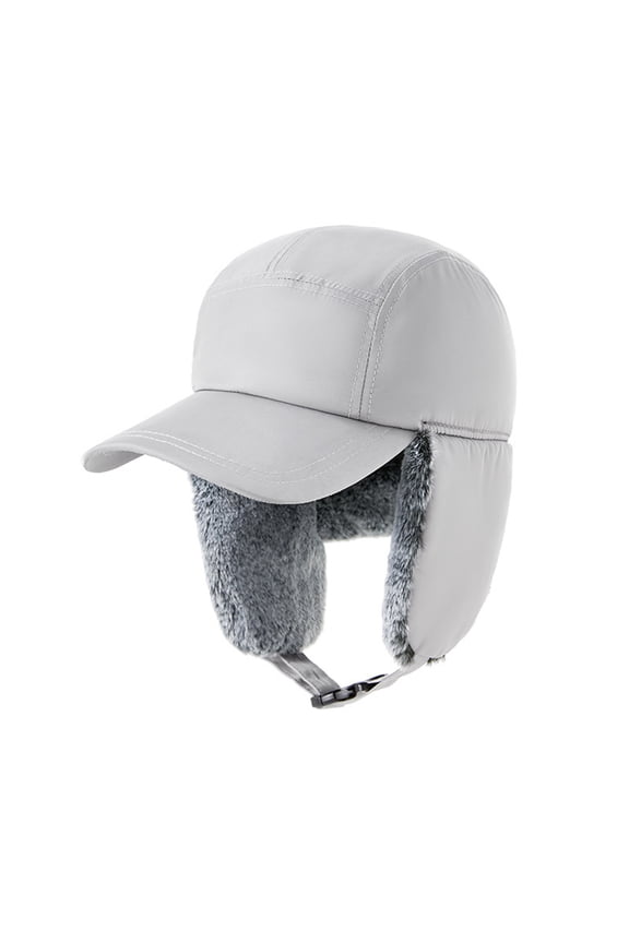 Winter Hats with Earflaps Trapper Hat Warm Hat Windproof Faux Fur Fully Lined-Light Grey