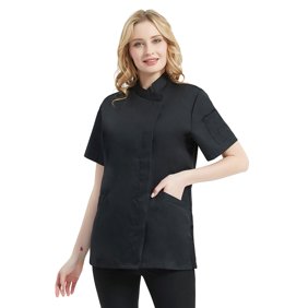 TOPTIE Women's Chef Coat With Pockets Short Sleeve Chef Jacket