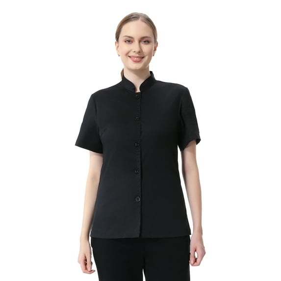TOPTIE Women's Essential Button Chef Coat Restaurant Cook Jacket Uniform Shirt