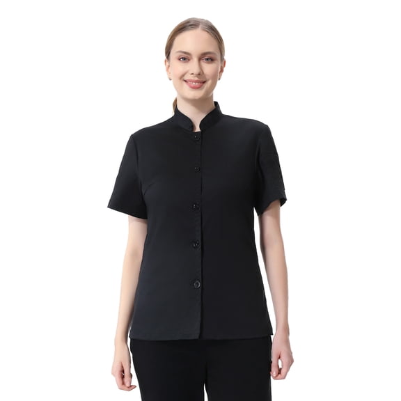 TOPTIE Women's Essential Button Chef Coat Restaurant Cook Jacket Uniform Shirt