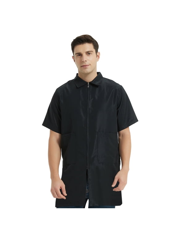 Workwear Barber Jacket Short Sleeves Mens Jacket Medium Black Work Shirt