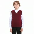 thumbnail image 1 of TOPTIE Youth Unisex V-Neck Sweater Vest-Burgundy-L, 1 of 8
