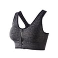 thumbnail image 1 of TOPTIE Zipper Front Closure Sports Bra, Racerback Seamless Workout bra Gym Sportswear (Grey), 1 of 6