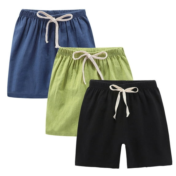 TOPUUTP 3 Pack Girls Shorts Toddler Baby Boys' Linen Shorts Kids Casual Shorts Pull-On Shorts Soft Girls Boys Shorts for Summer 4T