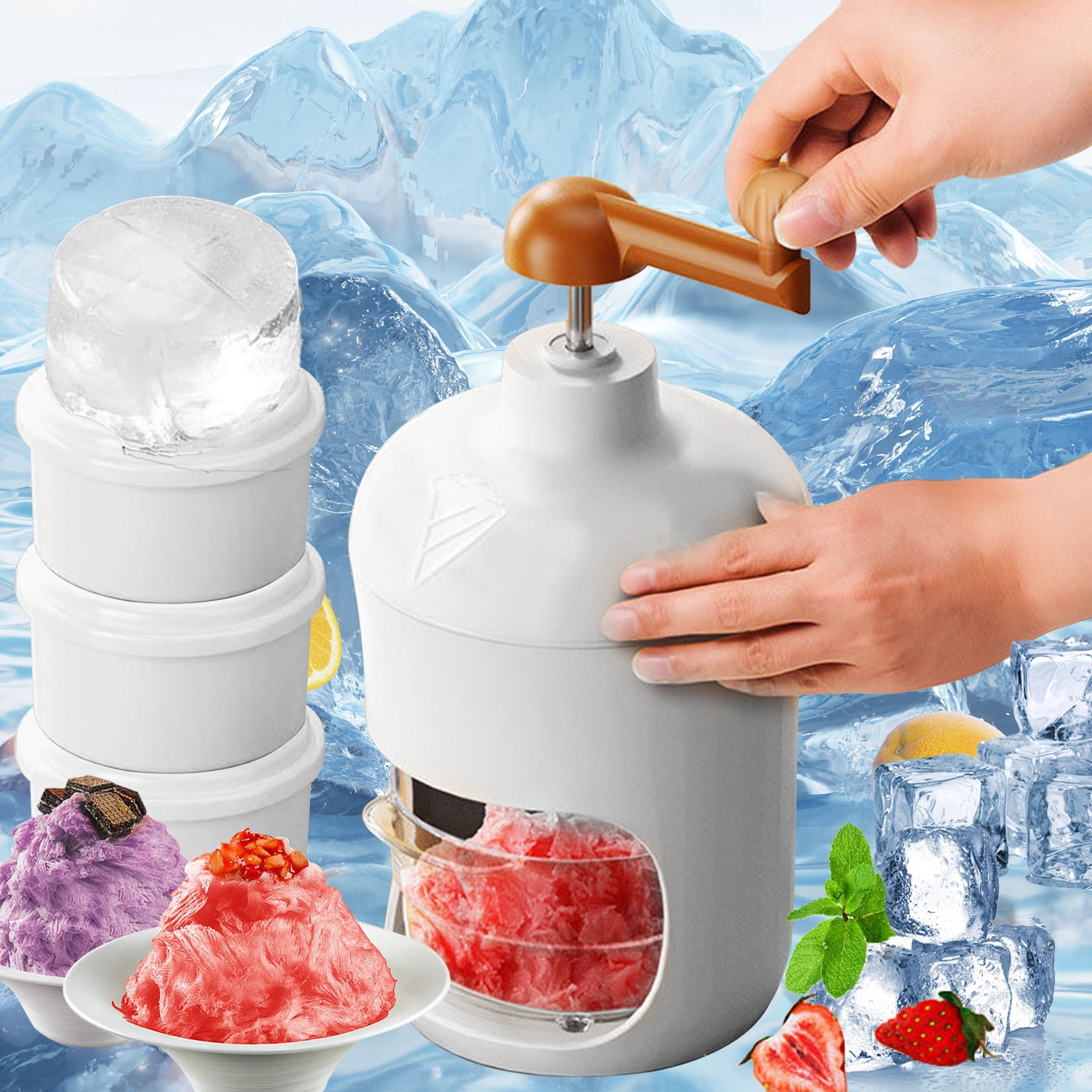 TOPUUTP Manual Rotary Ice Crusher Household and Commercial, Hand Cranked, Perfect for Shaved Ice