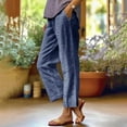 thumbnail image 1 of TOPUUTP Palazzo Pants for Women Casual, Navy - Women Striped Cotton Linen 2025 Beach Trousers Drawstring Waist Wide Leg Casual Summer Plus Size Elastic Waist Lounge Trousers, 1 of 5