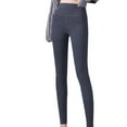 thumbnail image 1 of TOPUUTP Women's High Elastic Waisted Legging Solid Color Long Yoga Tight Fleece Lined Pocket Pants Thicken Fitness Pant, 1 of 5