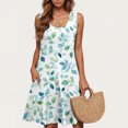 thumbnail image 1 of TOPUUTP Womens Summer Dress Loose Crew Neck Floral Print Sleeveless Sundress Summer Casual Tank Flowy Pockets A-Line Beach Vacation Dresses Green XL, 1 of 5