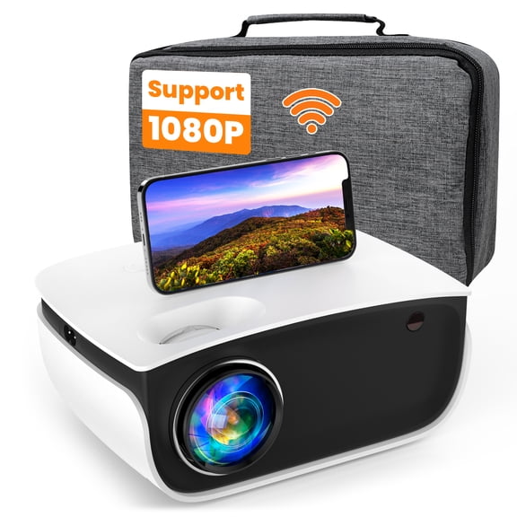 TOPVISION LCD Display Projector, Portable Big-Screen Solution with Integrated Speakers, Remote Control and Keystone Correction