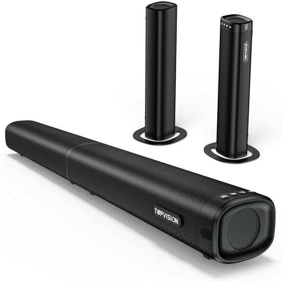TOPVISION 100W Sound Bar for TV, 2.2CH Detachable TV Sound Bar with Subwoofer, Bluetooth/HDMI ARC/Optical/AUX/USB, 2 in 1 Home Theater Surround Sound for TV/PC/Gaming/Projectors