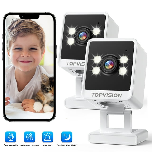 TOPVISION 2K Indoor Security Camera Wireless WiFi, Home Security Camera
