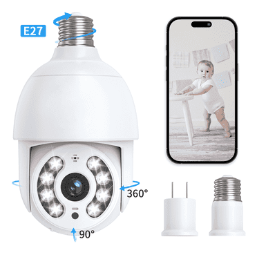 TOPVISION 2K Security Camera, 4 MP Outdoor Surveillance Camera with Bulb Base, Full Color Night Vision, White, 1