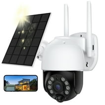 TOPVISION 2K Solar Security Camera Outdoor, Security Camera Wireless WiFi with Spotlight, 4X Digital Zoom, 360° View, PIR Motion Detection, Full Color Night Vision, IP66 Waterproof, Two-Way Talk