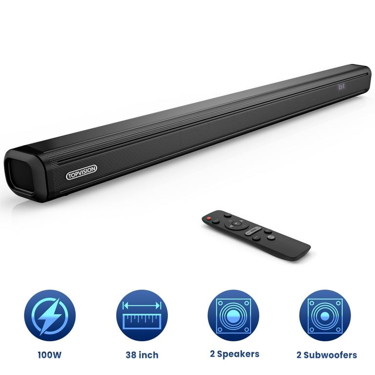 TOPVISION Sound Bar for TV, Soundbar with Subwoofer, Wired