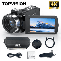 TOPVISION 4K QHD Video Camera Camcorder, 18X Zoom, 48MP, 30 FPS, Digital Video Camera with 3.0'' IPS Screen, APP WIFI Connection, Support 128G Card (Not Included)